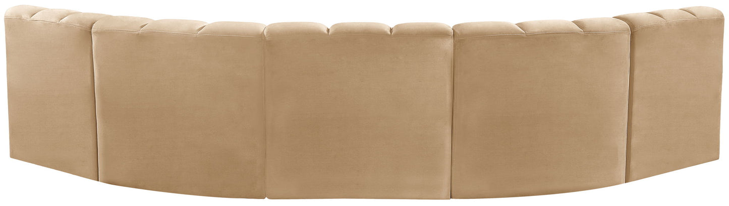Arc - Velvet 5 Piece U-Shaped Modular Sofa