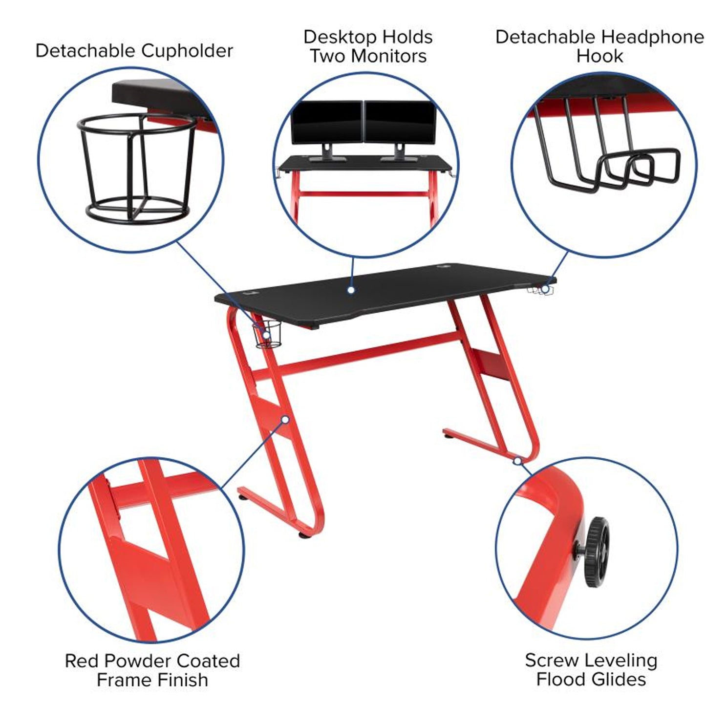 Flash Furniture - 2 Piece Ergonomic Racing Style Gaming - White / Black