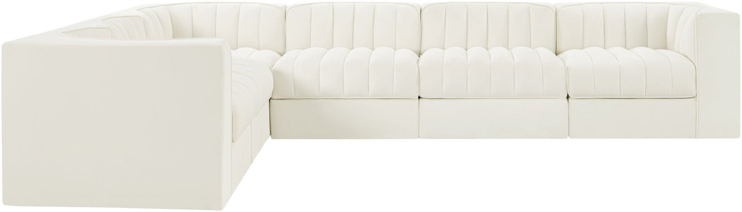 Rummi - Velvet Performance Fabric Upholstered 6 Piece Modular Sectional