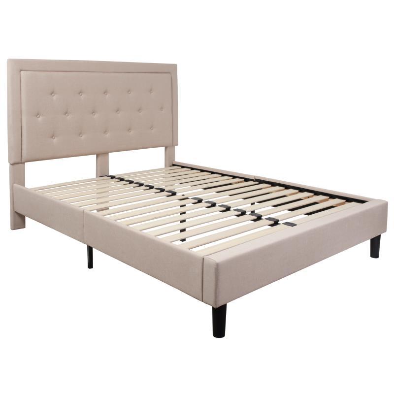 Flash Furniture - Queen Size Roxbury Platform Bed Frame - Beige