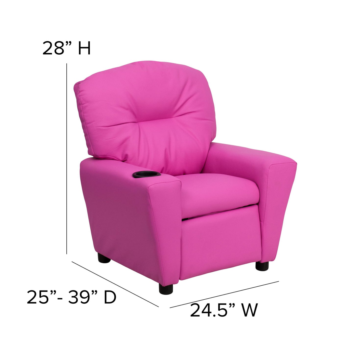 Flash Furniture - Vinyl Kid's Recliner - Hot Pink