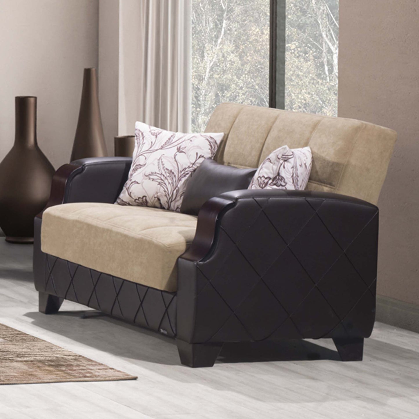 Ottomanson Molina - Upholstered Convertible Loveseat With Storage