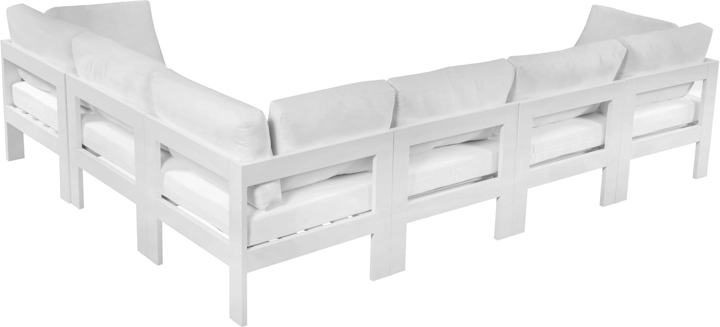 Nizuc - Outdoor Patio 6 Piece Modular Sectional With White Frame