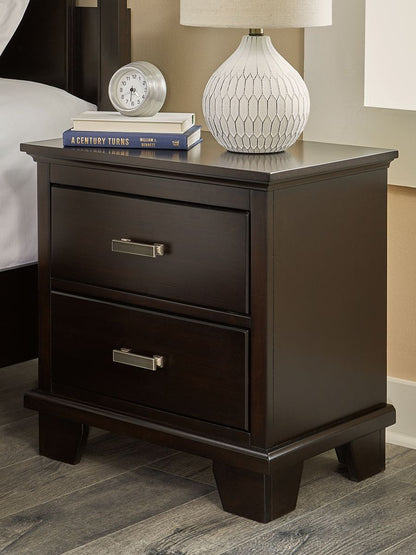 Covetown - Two Drawer Night Stand - Dark Brown