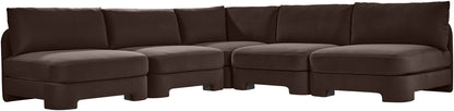 Hammond - Velvet Performance Fabric Upholstered 5 Piece Armless Sectional