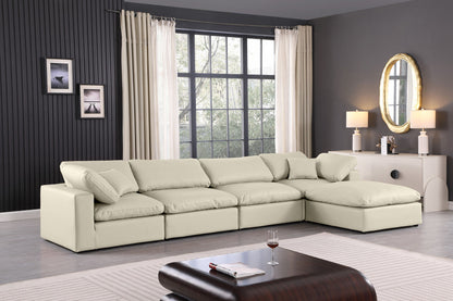 Comfy - 5 Piece Faux Leather Modular Sectional With Chaise