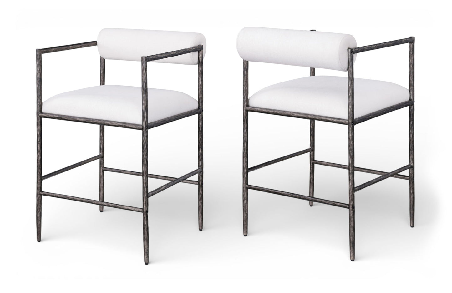 Axis - Linen Textured Cream Fabric Upholstered Counter Stool (Set of 2)