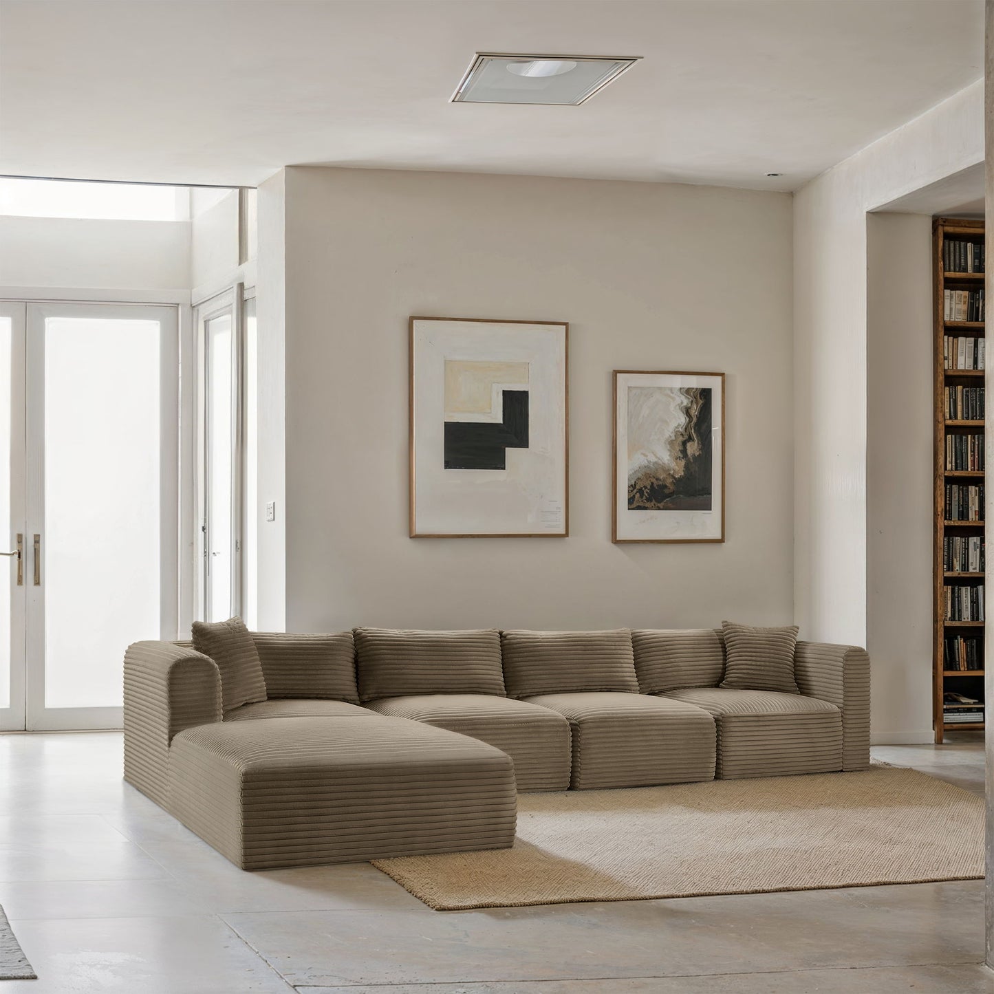Shaggy - Fabric 5 Piece Modular Sectional With Ottoman