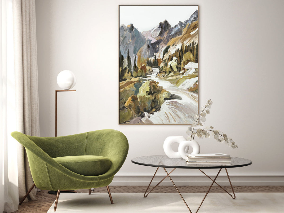 Ochre Alpine Passage II - 32 X 48 - Hand-Embellished Canvas In Frame - Ochre