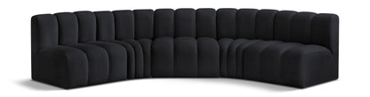 Arc - Velvet 5 Piece U-Shaped Modular Sofa