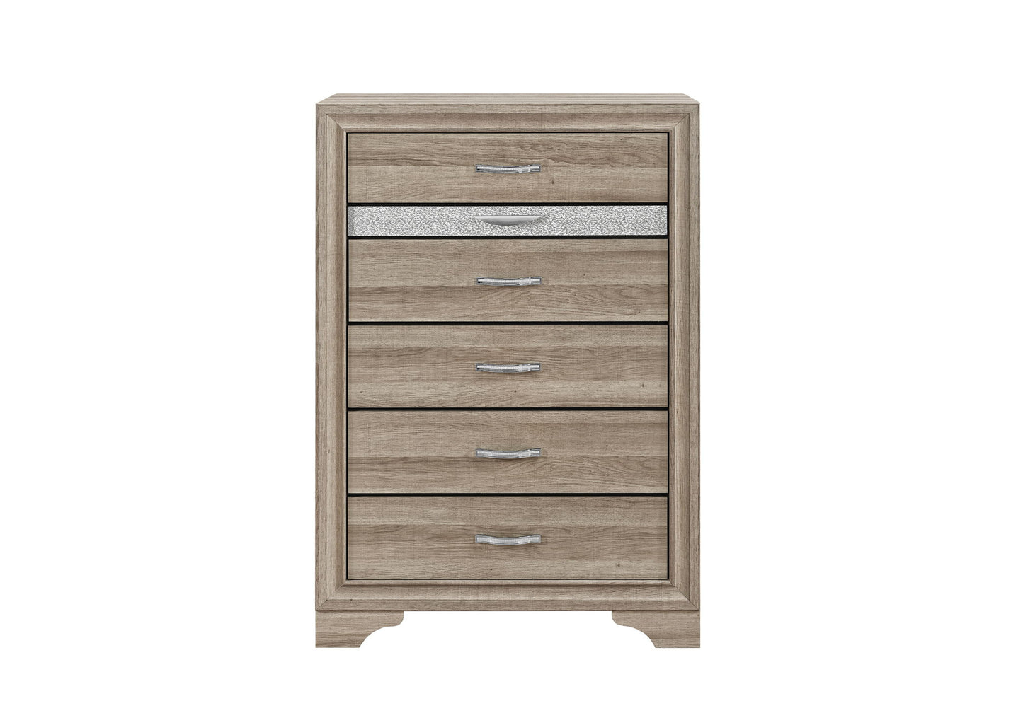 Seville - 5 Piece Full Bedroom Set (Bed, Dresser & Mirror, Nightstand, Chest) - Brown / Natural