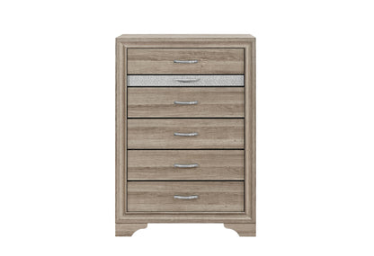 Seville - 5 Piece Full Bedroom Set (Bed, Dresser & Mirror, Nightstand, Chest) - Brown / Natural