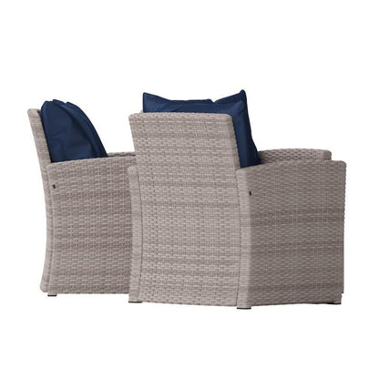 Flash Furniture - 4 Piece Patio Set - Light Gray / Navy