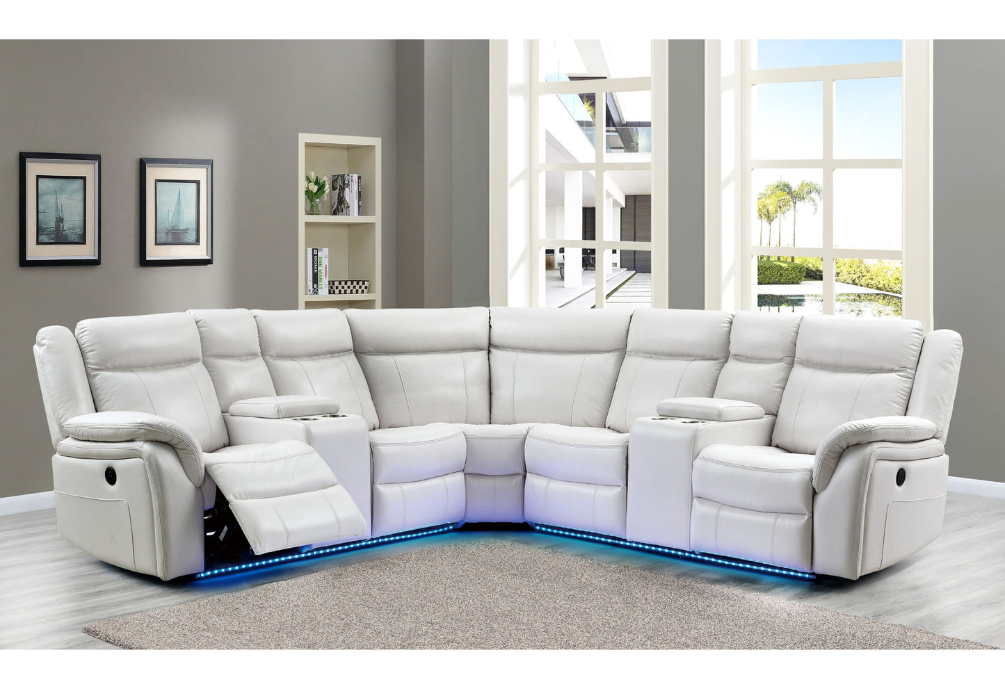 UM02 - Sectional With LED - White