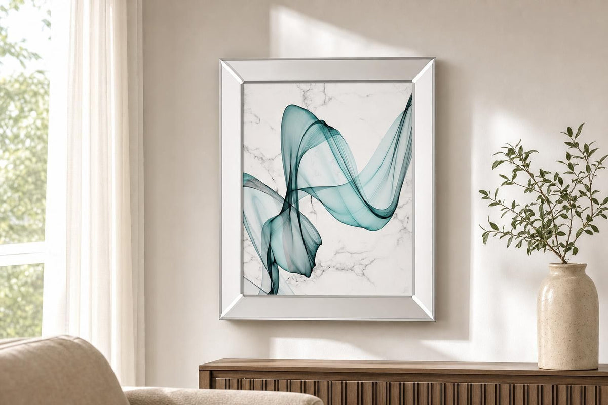 Teal Ribbons I By Irena Orlov - Light Blue