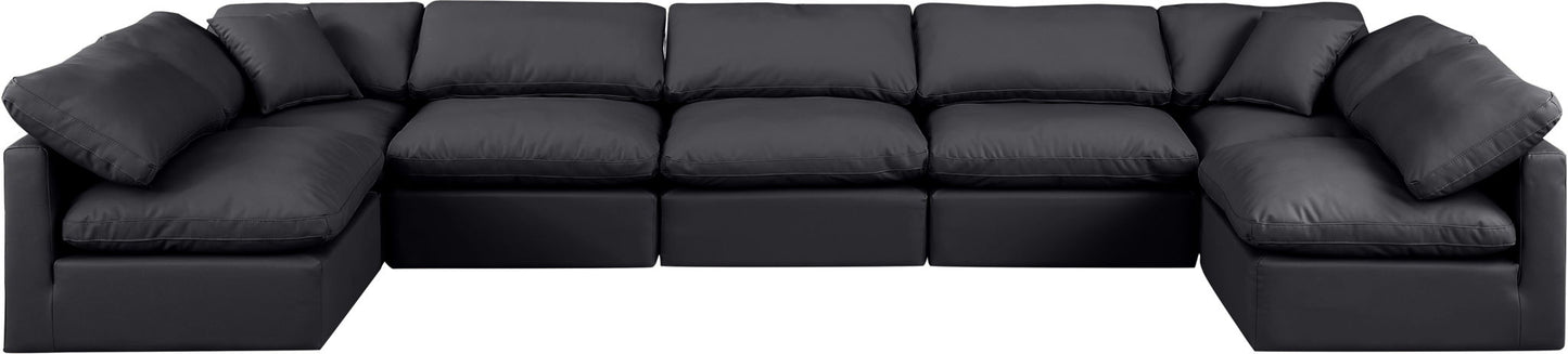 Indulge - Faux Leather 7 Piece Modular U-Shaped Sectional
