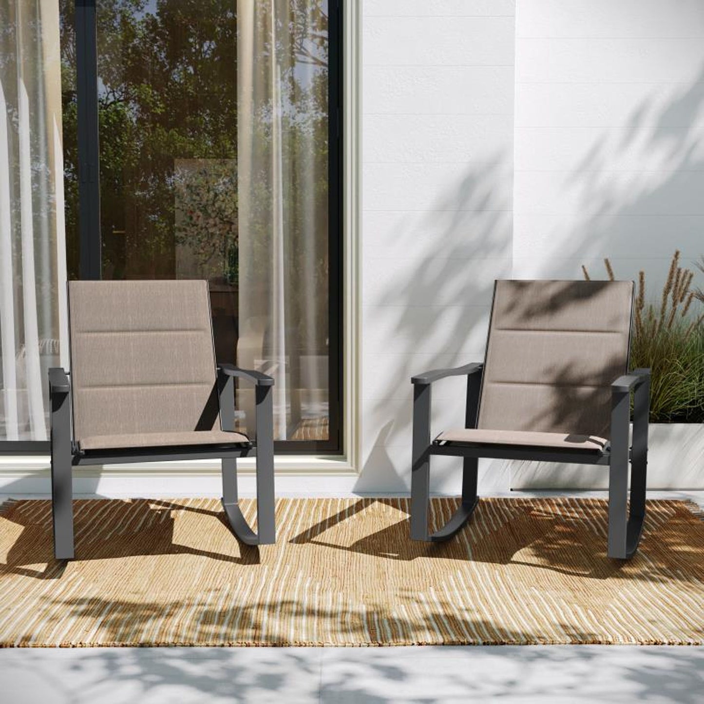 Flash Furniture - Textilene Rockers (Set of 2) - Brown