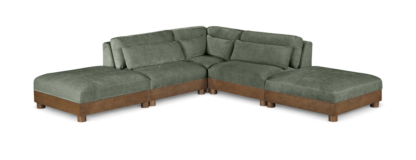 Turin - Chenille Fabric Upholstered Modular Sectional - Green
