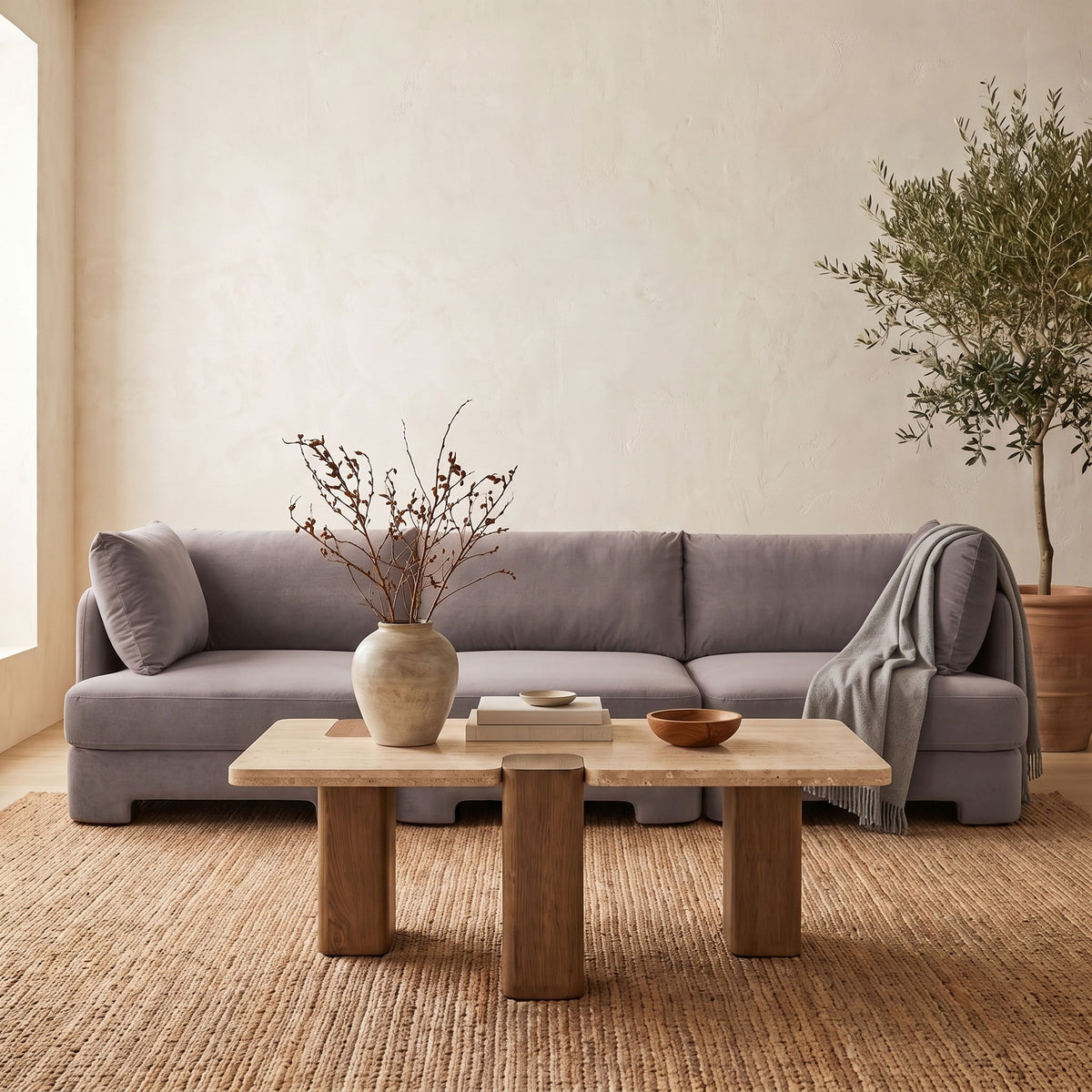 Hammond - Velvet Performance Fabric Upholstered 3 Piece Sofa