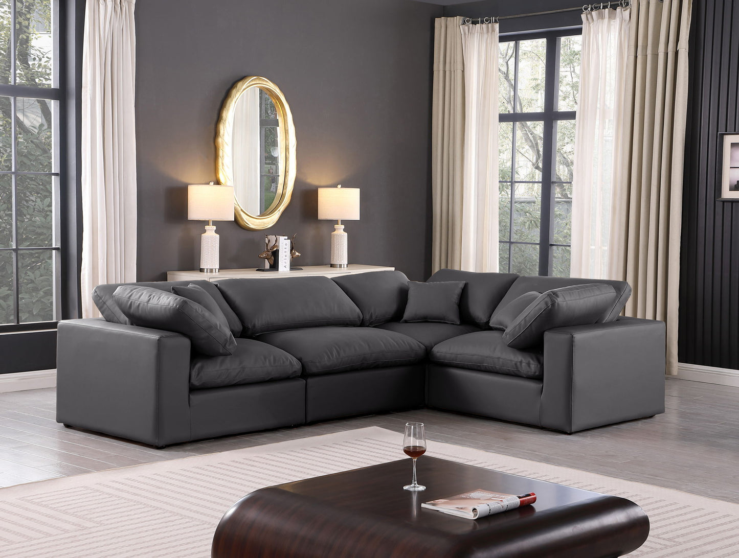 Comfy - 4 Piece Faux Leather Modular Sectional