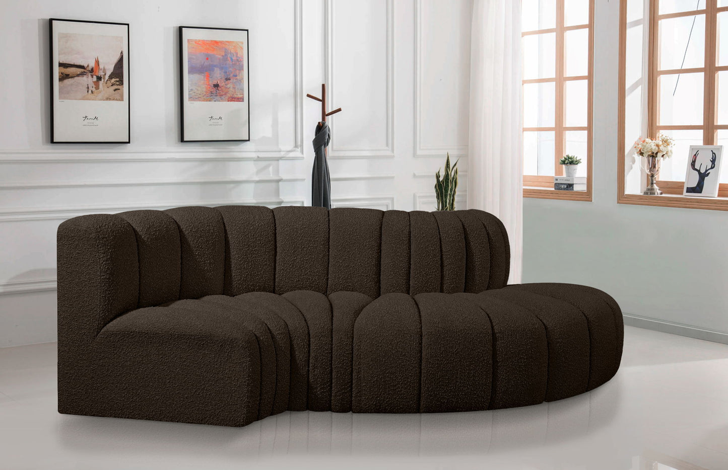 Arc - Boucle Fabric 4 Piece L-Shaped Modular Sofa