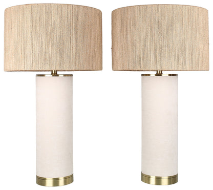 Linen Haven - 31 X 17 - Textured Linen Table Lamp (Set of 2) - Ivory Textured Linen