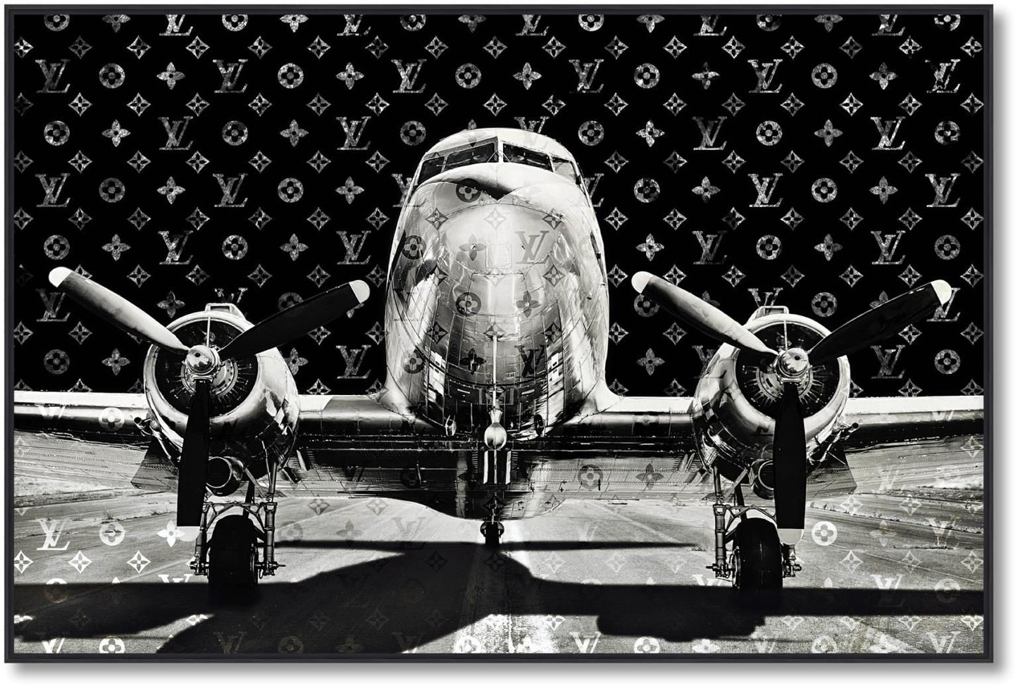 Runway Reflections - 32" x 47" Framed Wall Art - Black