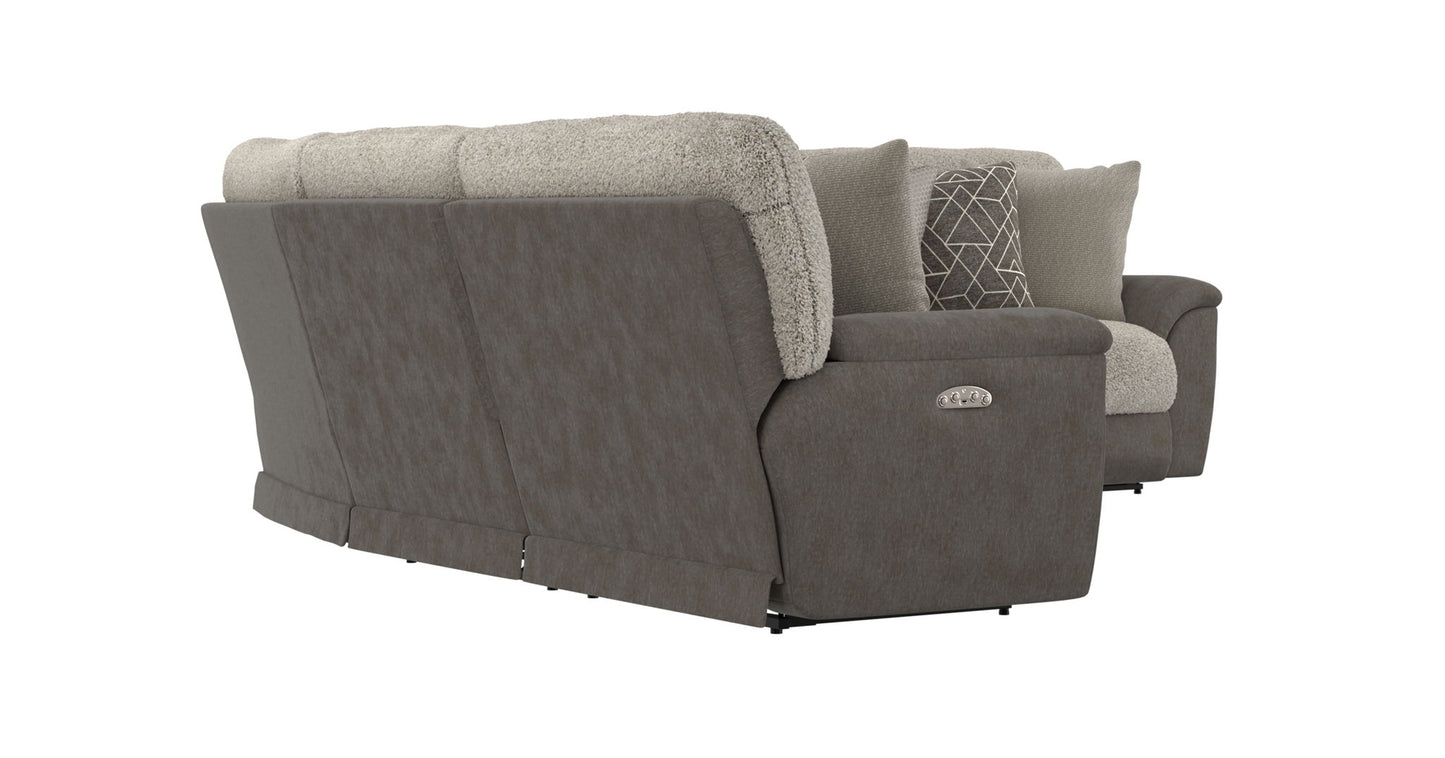Rendezvous - 5 Piece Modular Sectional With 3 Reclining Seats & Castered Cocktail Ottoman - Umber
