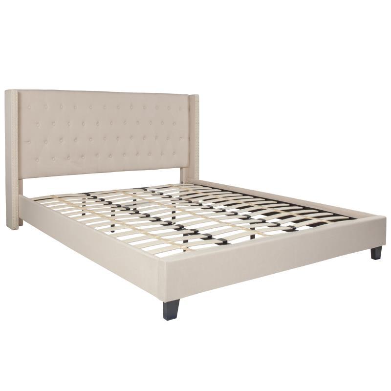 Flash Furniture - King Size Riverdale Platform Bed Frame - Beige