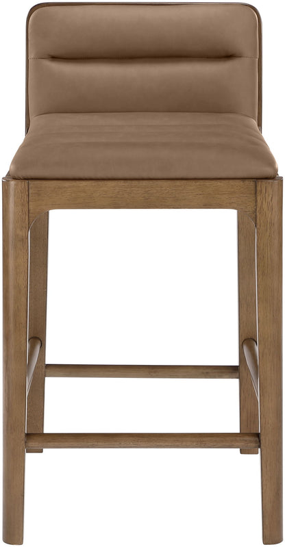 Ellis - Vegan Leather Upholstered Counter Stool (Set of 2) - Brown Base