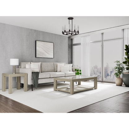 Wilde - Rectangular Glass Top Coffee Table - Light Brown