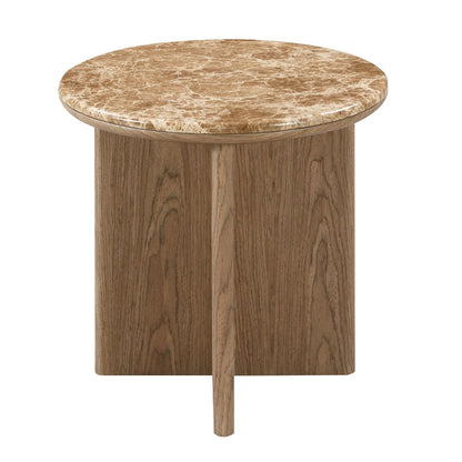Markku - End Table With Natural Marble - Oak