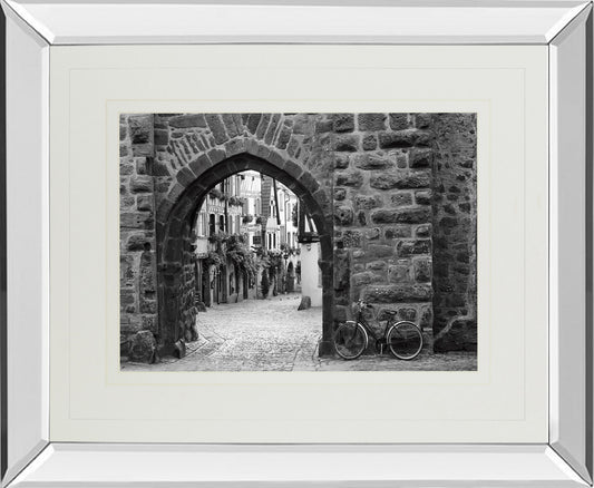 Bicycle Of Riquewihr By Monte Nagler - Mirror Framed Print Wall Art - Dark Gray
