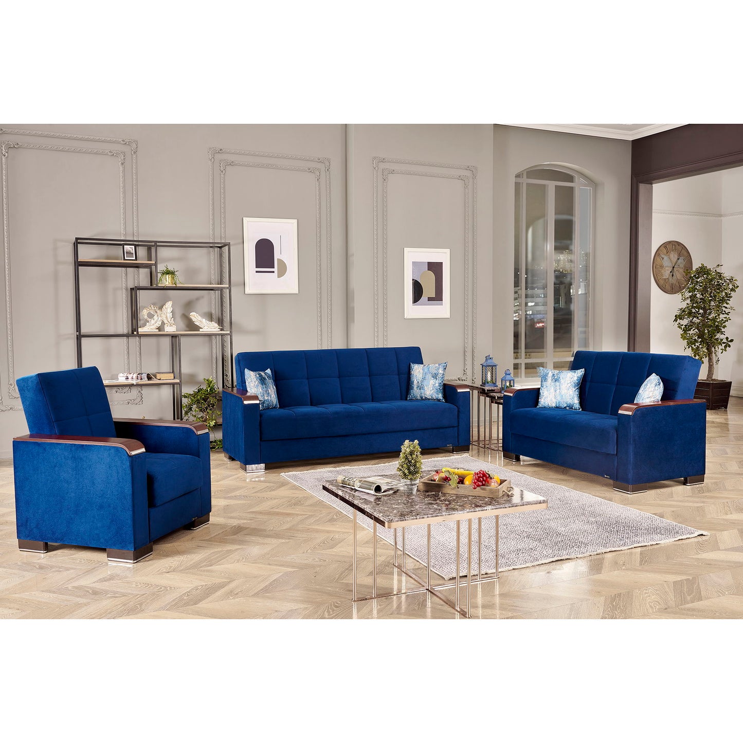 Ottomanson Armada X - Upholstered Convertible Wood Trimmed Armchair With Storage - Microfiber