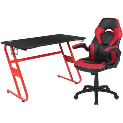 Flash Furniture - 2 Piece Ergonomic Racing Style Gaming - Red / Black