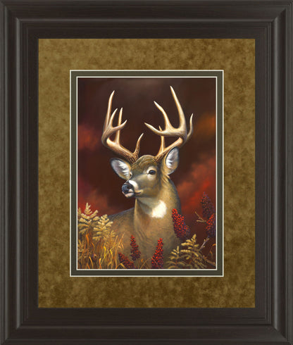 Deer Portrait By Leo Stans Double Matted - Framed Print Wall Art - Light Brown