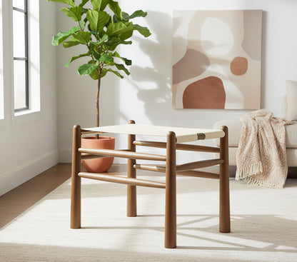 Santos - Faux Leather Upholstered Bench - Walnut Frame