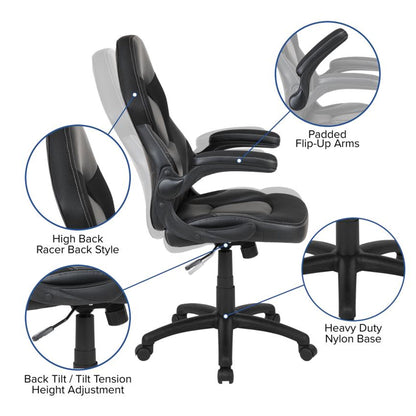 Flash Furniture - 2 Piece Ergonomic Racing Style Gaming Kit - Black