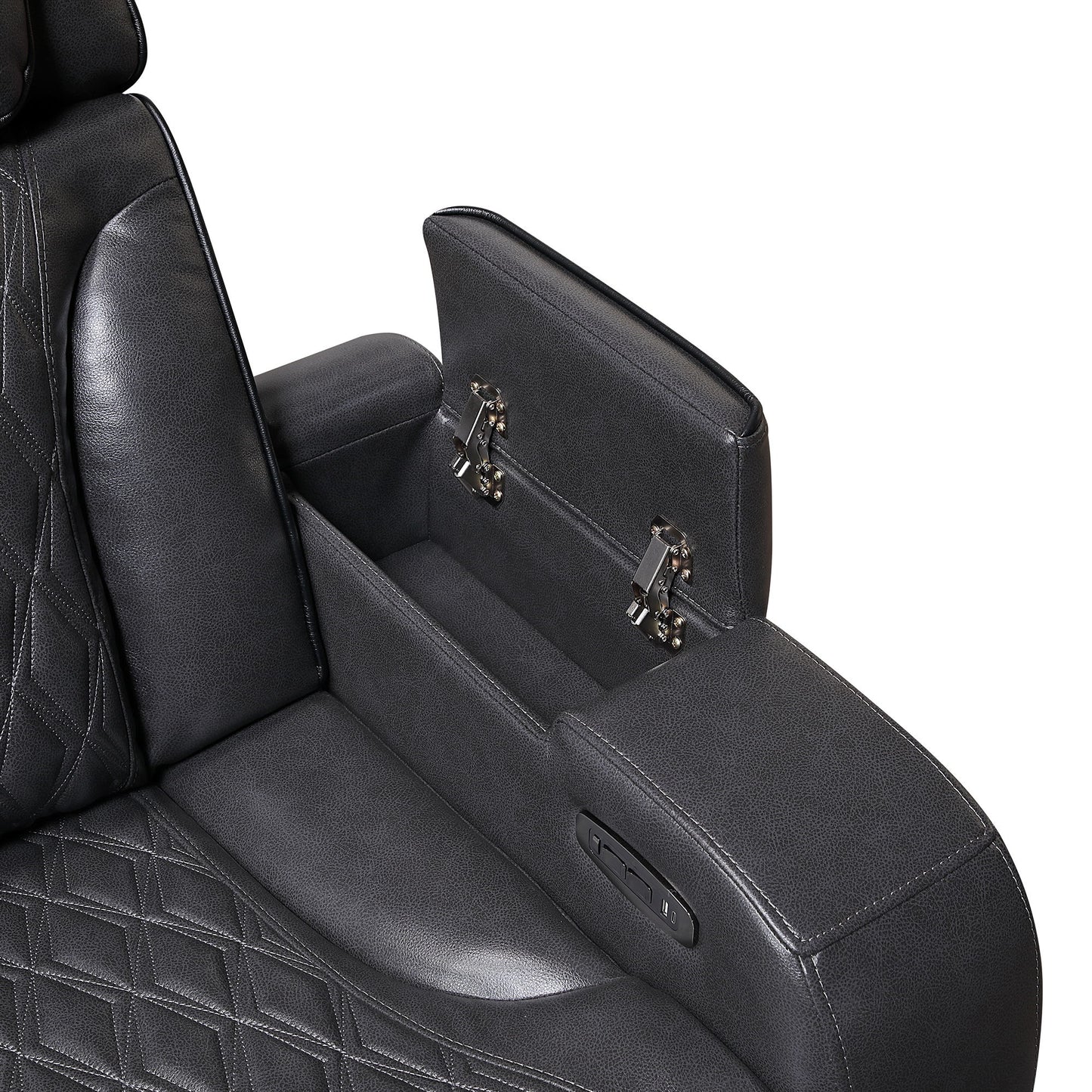 U8611 - Power Recliner With Power Headrest And LED - Charcoal