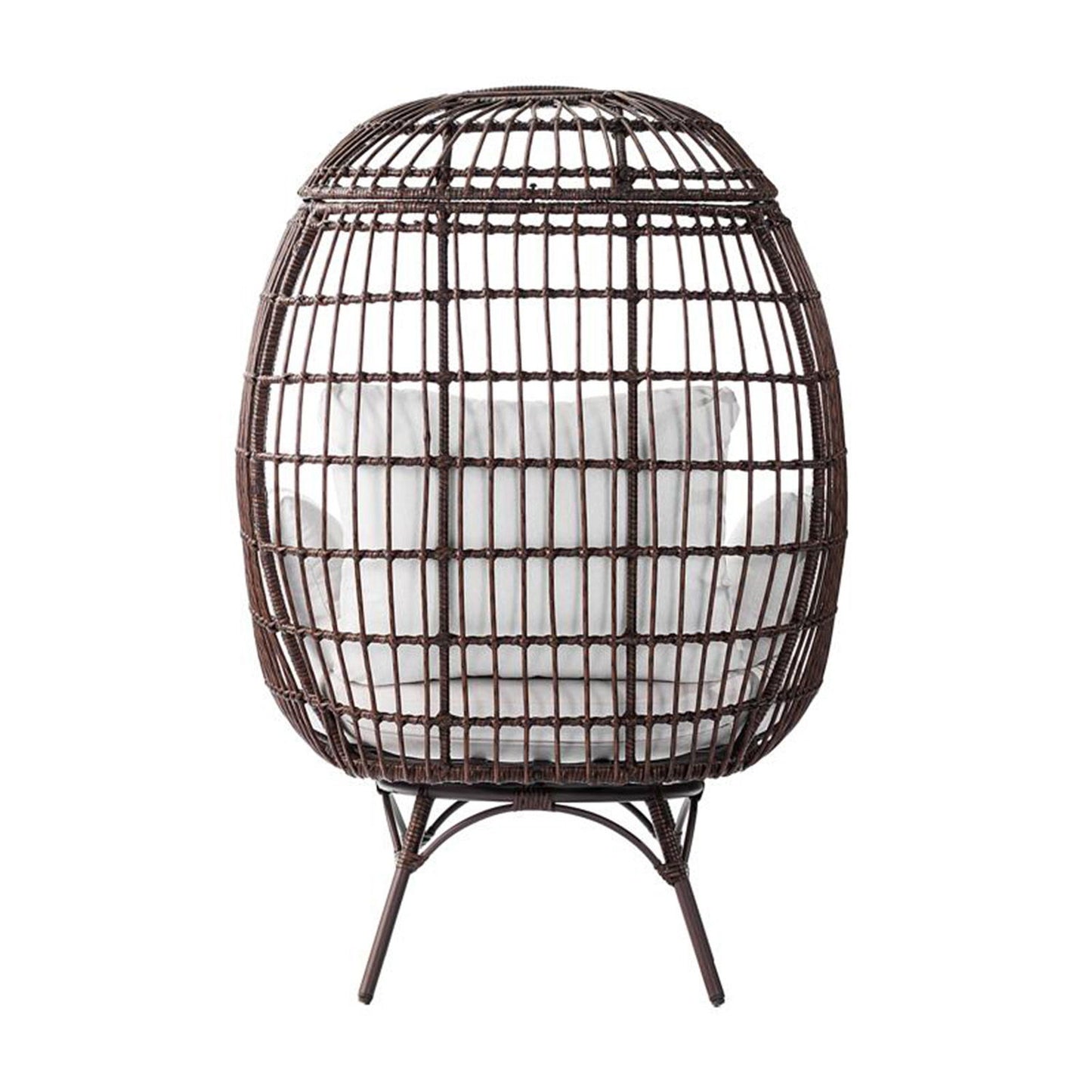 Flash Furniture - Zola Commercial Indoor / Outdoor Oversized Wicker Egg Swivel Lounge Chair - Brown / Cream