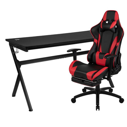 Flash Furniture - 2 Piece Gaming Desk & Reclining Gaming Chair Set - Black / Red