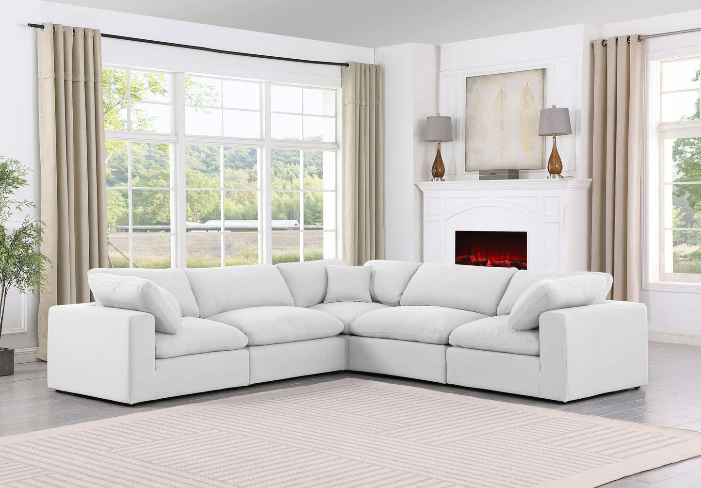 Comfy - 5 Piece Linen Modular Corner Sectional