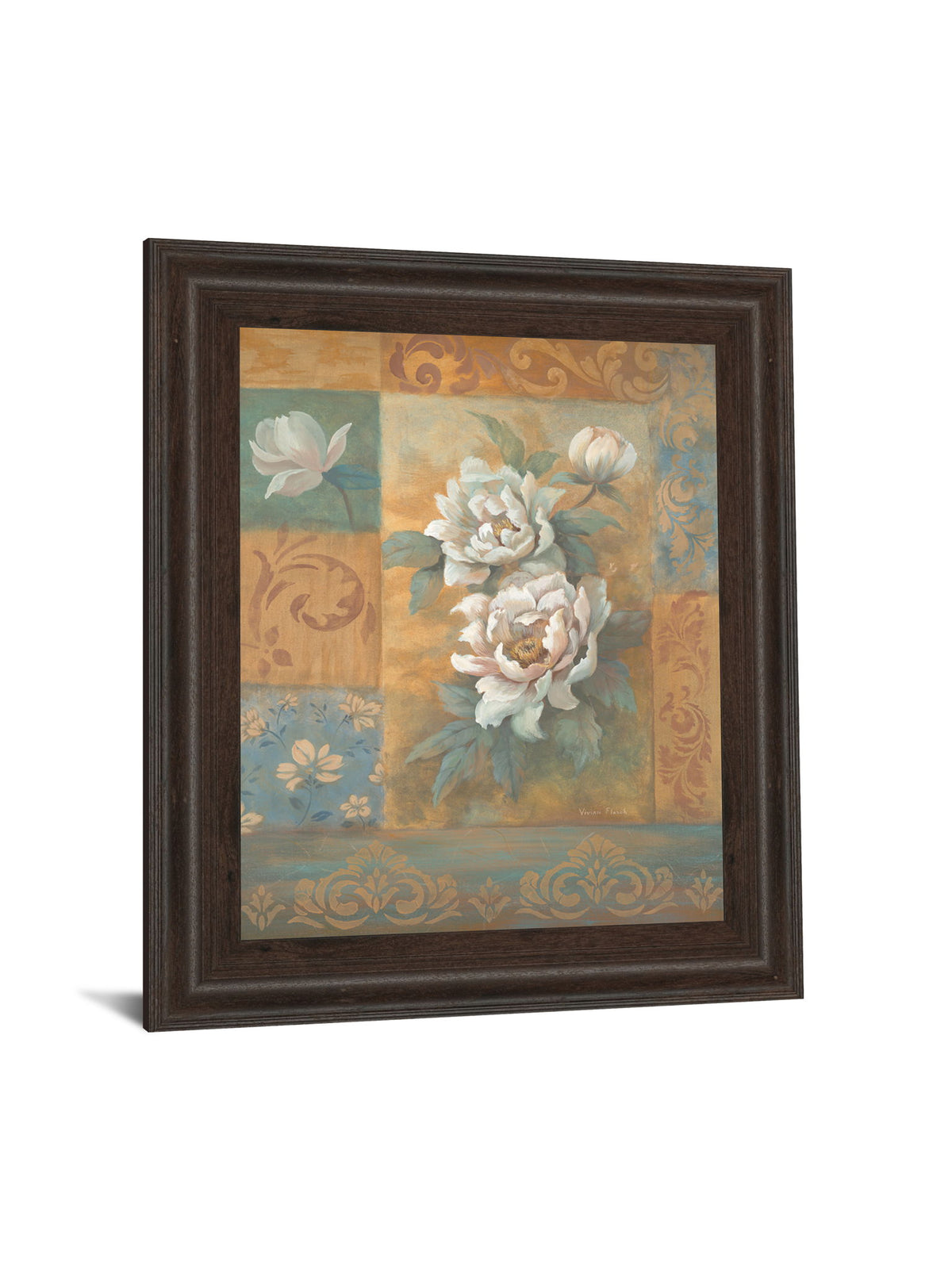 Pam's Poppies I By Vivian Flasch - Framed Print Wall Art - Light Brown