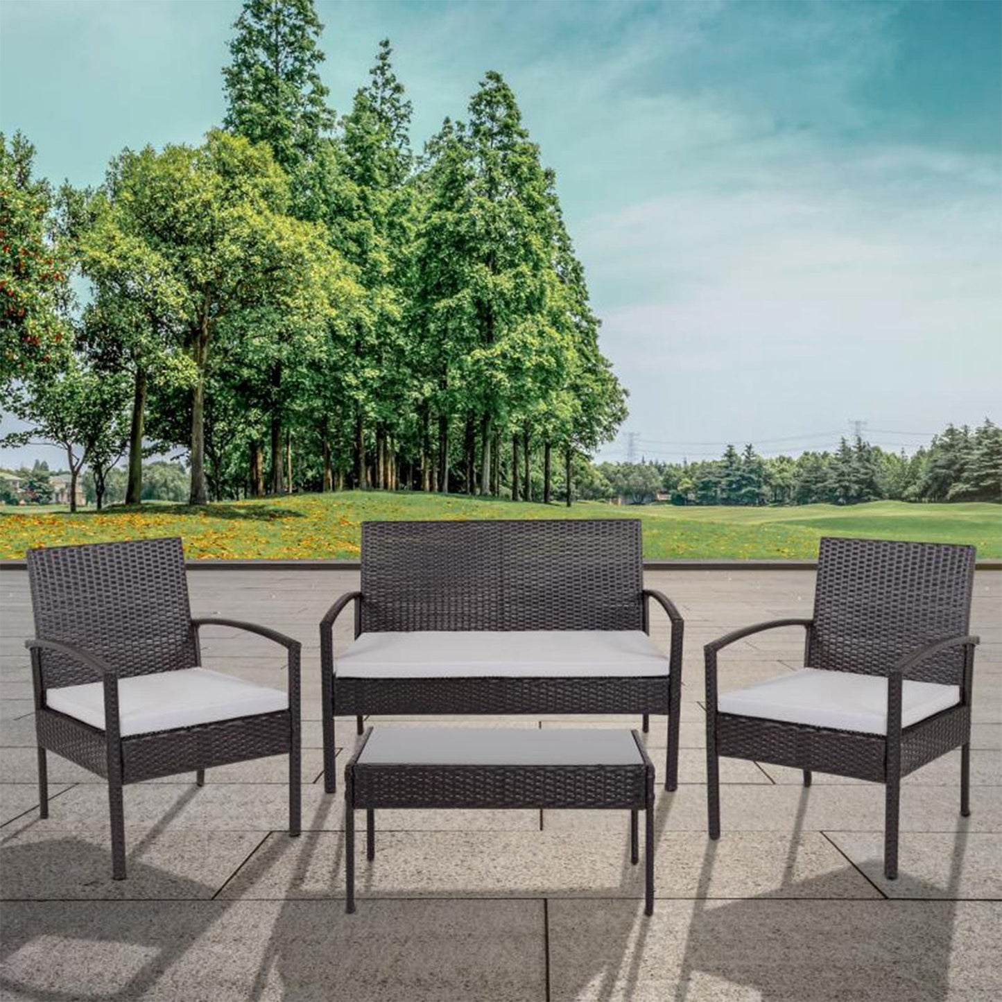 Flash Furniture - 4 Piece Patio Set With Cushions - Gray
