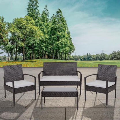 Flash Furniture - 4 Piece Patio Set With Cushions - Gray