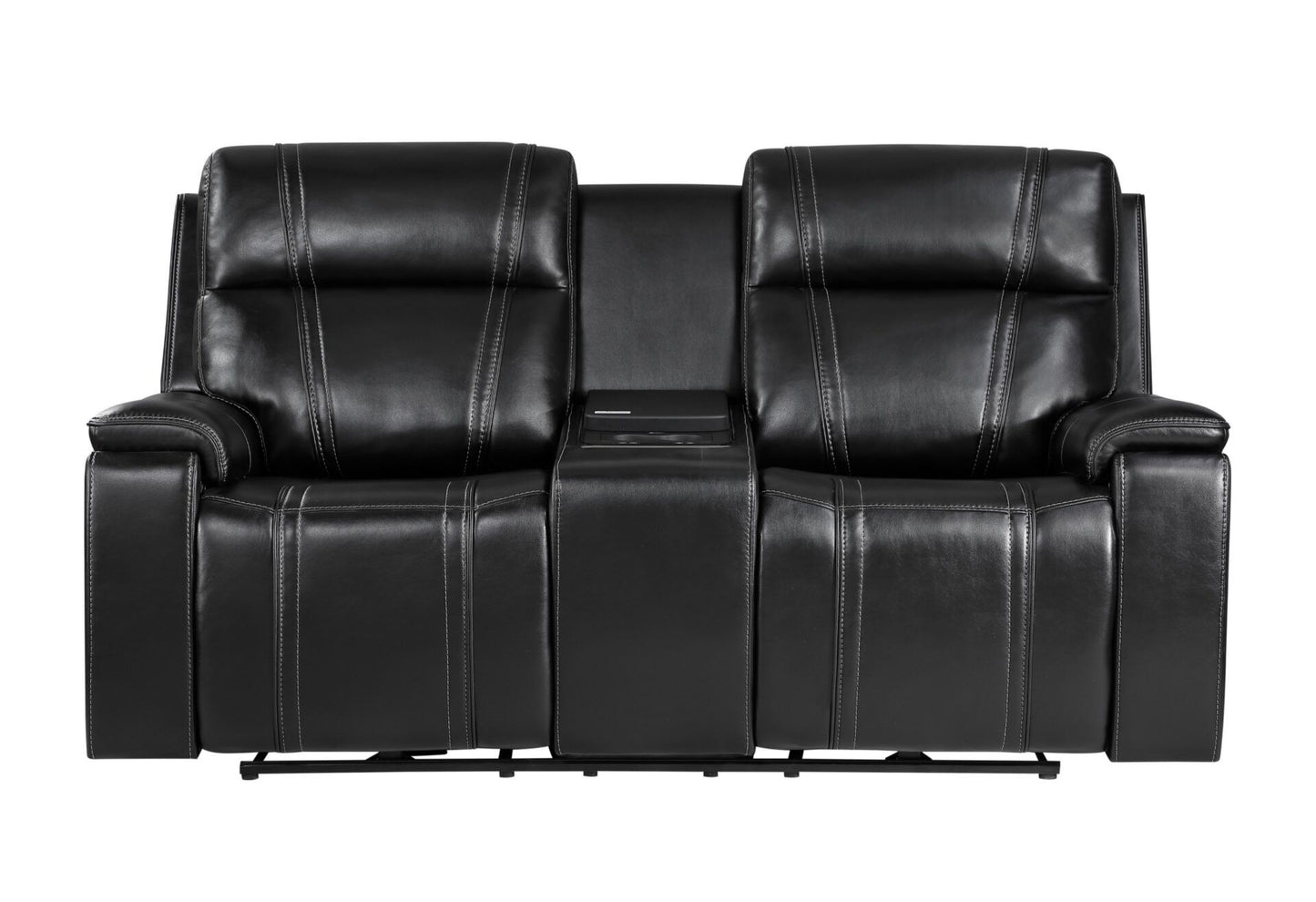 U8881 / U8880 - Leather Power Reclining Sofa / Power Console Reclining Loveseat - Black