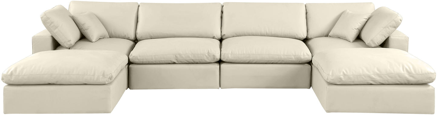 Comfy - 6 Piece Faux Leather Modular Double Chaise Sectional