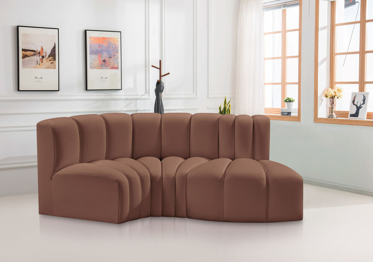Arc - Faux Leather 3 Piece Modular L-Shaped Sofa