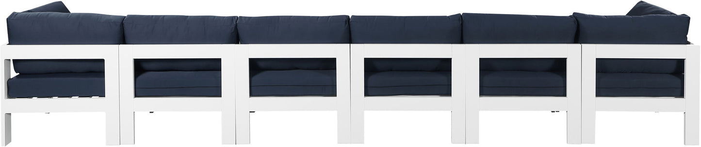 Nizuc - Outdoor Patio 6 Seat Modular Sofa With White Frame
