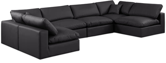 Comfy - 6 Piece Faux Leather Modular Armless Sectional